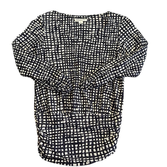 Pendleton Medium black/white checkered ruched blouse - Picture 1 of 10